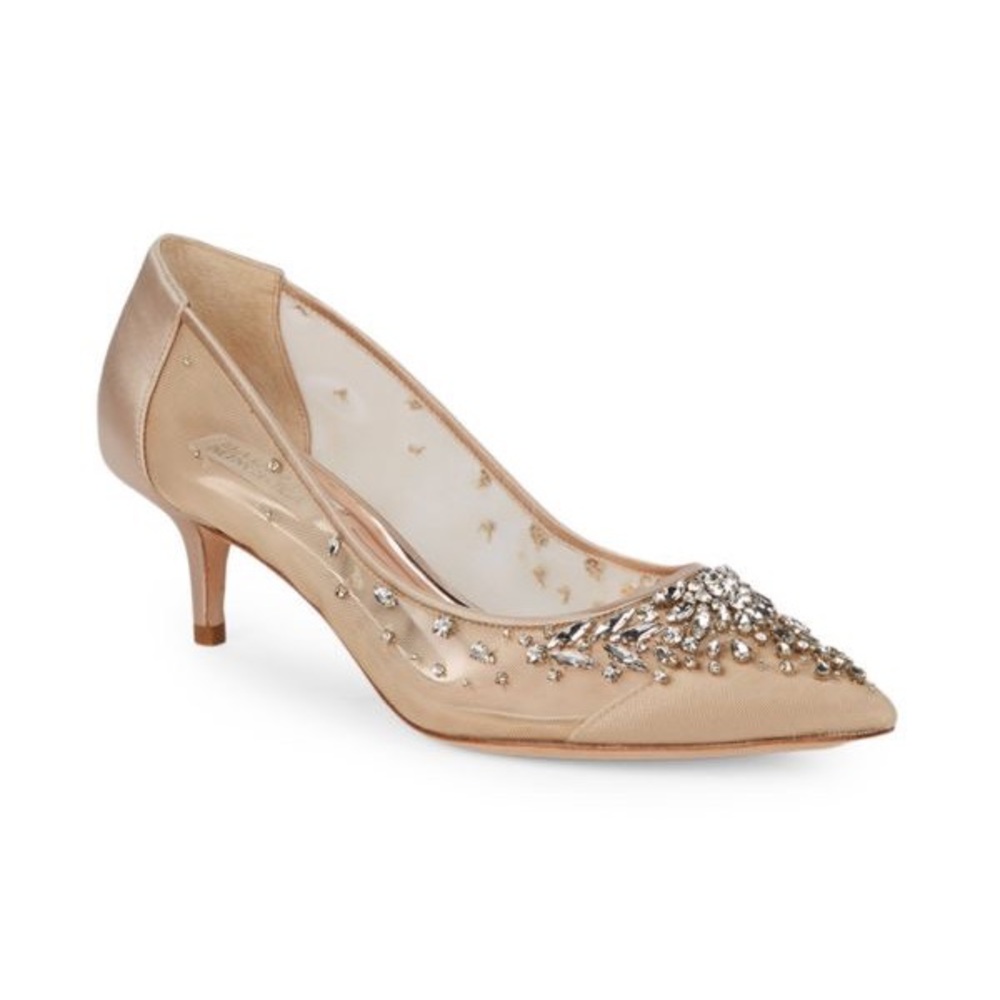 Badgley Mischka Onyx Crystal Studded Heels
